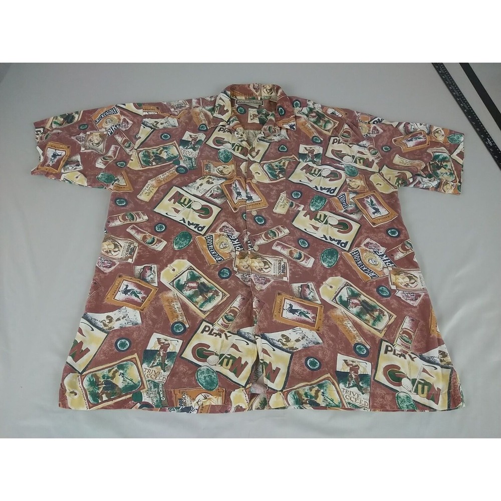 M.E. Sport Golf Button Down Shirt Mens XXL Multicolor Short Sleeve Casual